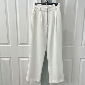 Women's White High-Rise Wide-Leg Trousers